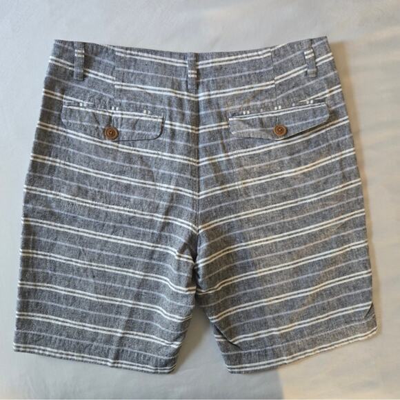 J.Crew Men's Linen Blend Striped Shorts - Grey & White - 32 Waist 9" Inseam - Picture 3 of 5